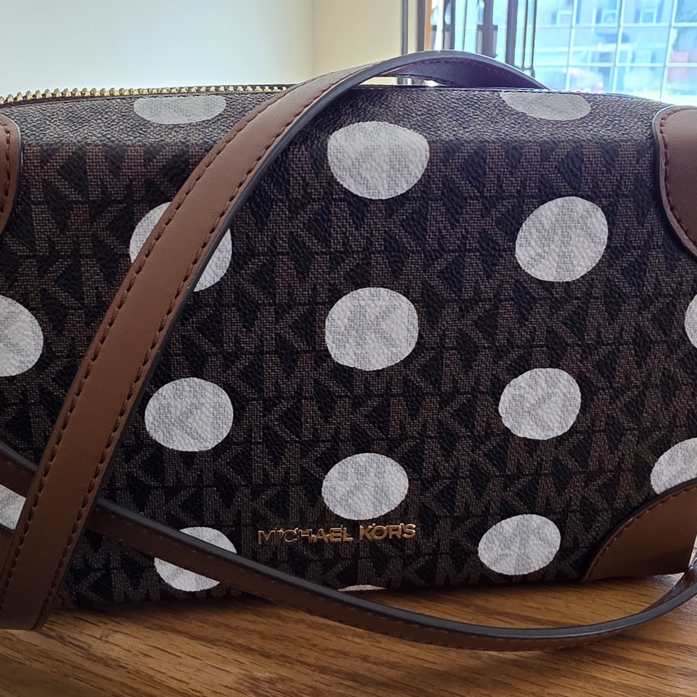 Michael Kors Black and White Polka Dot Crossbody Bag - Picture 3 of 7
